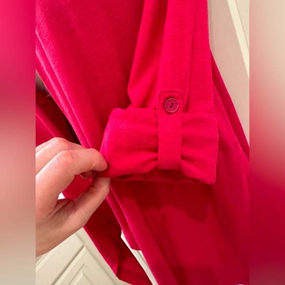 Talbots Cuffed Sleeve Open Front Cardigan Size P Pockets - Picture 6 of 9